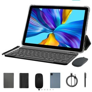 10 Inch Tablet with keyboard, stylus, mouse, and case NEW